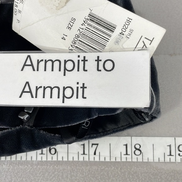 TAHARI Formal Dress NWT Dark Crushed Gray Velvet Evening Gown Rhinestone Size 14 - Picture 15 of 15